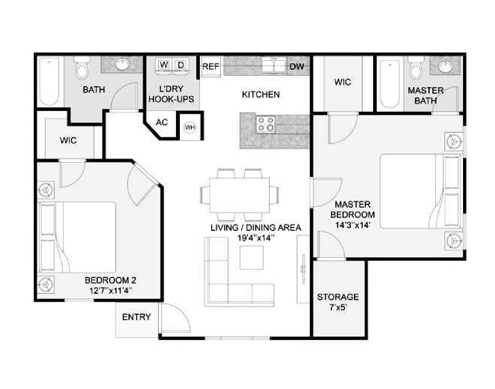 2 bed