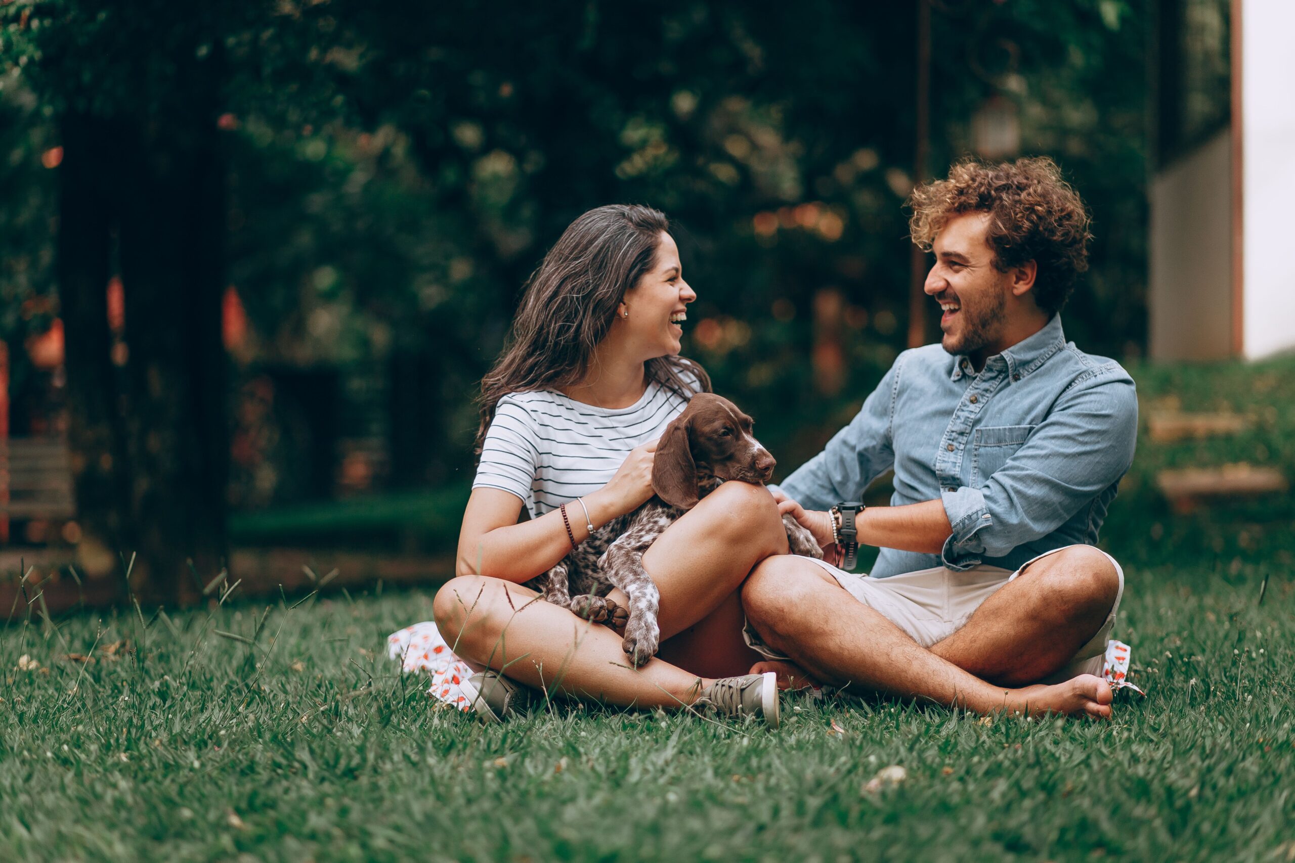 couple and dog